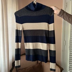 Banana Republic Navy and Cream Striped Sweater